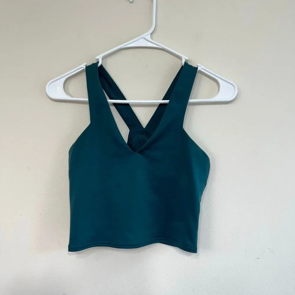 Alo Yoga Airbrush Real Bra Tank Midnight Green XS Women